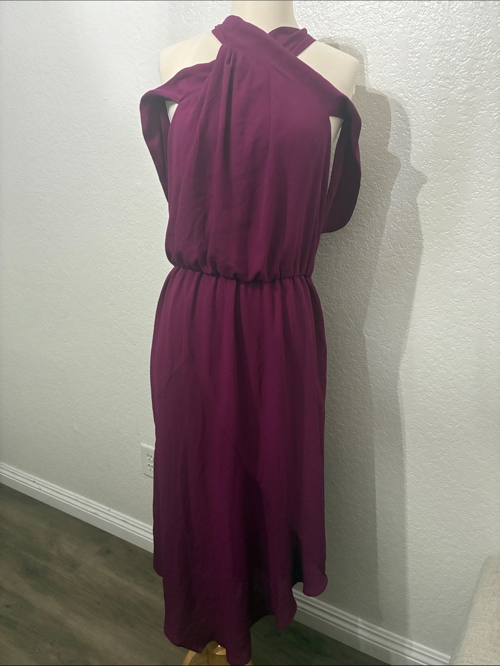 Rachel Zoe Sleeveless Cross-Neck Maxi Dress in Plum